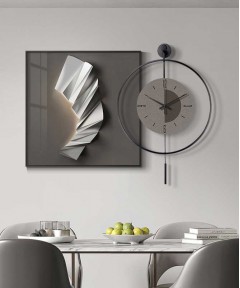 Silver And Grey 60*60 Cm Crytsall Porsalein Painting With Led Light And Clock 50*50 Cm 